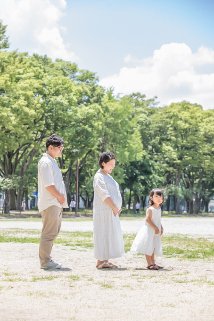 青空をバックに
３人では最後の家族写真