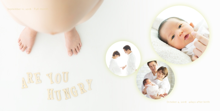 マタニティから残すこともできます

　　　　　　　生まれてからたっちするまでの1年間         

        あっという間の成長を素敵にまとめるBabybook
レイアウトのご紹介