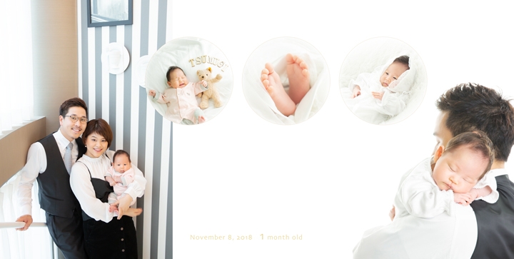生まれてからたっちするまでの1年間         
あっという間の成長を素敵にまとめるBabybook
レイアウトのご紹介