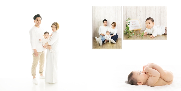 ご家族でお揃いコーデ
生まれてからたっちするまでの1年間         
あっという間の成長を素敵にまとめるBabybook

レイアウトのご紹介