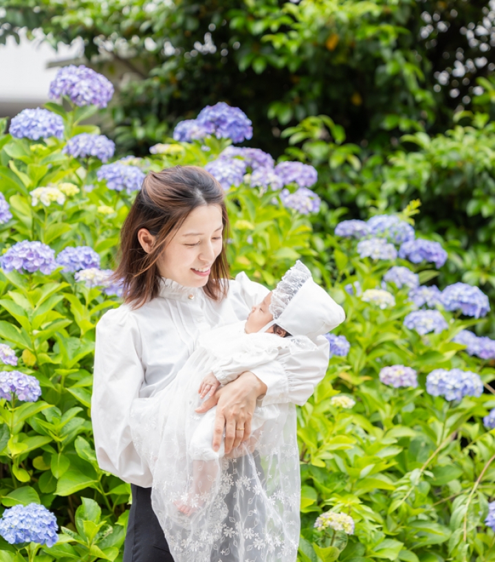大須の三輪神社でお宮参りロケーションフォト
　　ご祈祷中もお写真が残せます